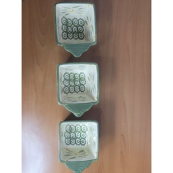 TEMP-TATIONS Old World Green ovenware Set - 3 Individual Square Bakers with Lids - Picture 5 of 8